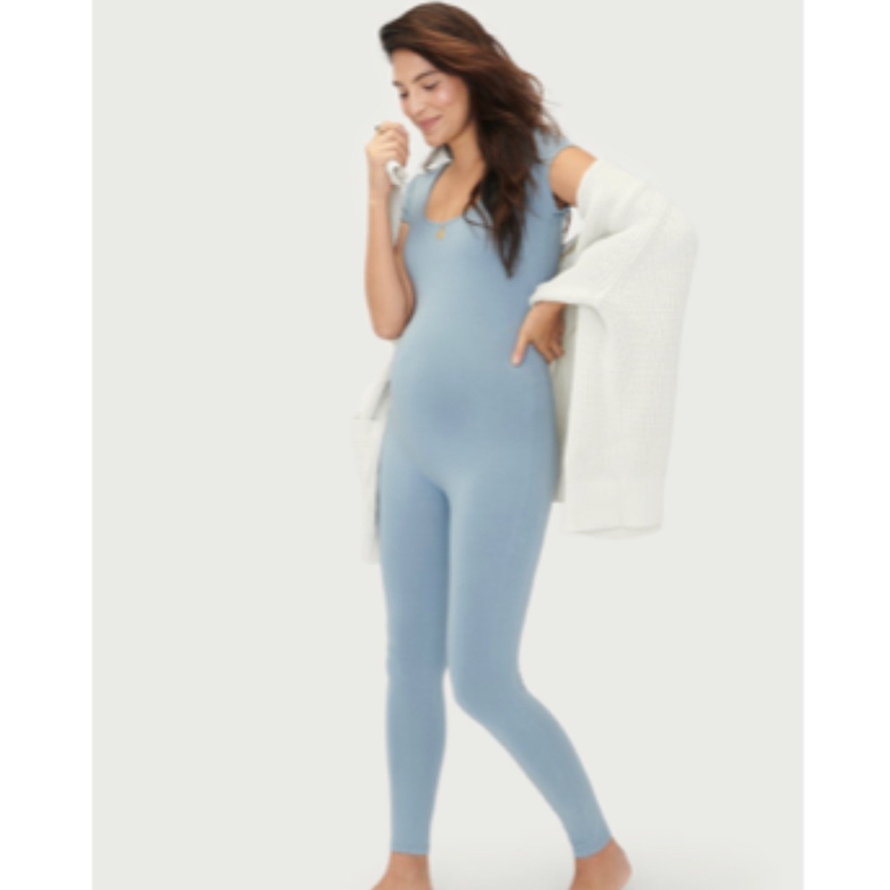 HATCH - the body cap sleeve unitard - stone blue - xs
